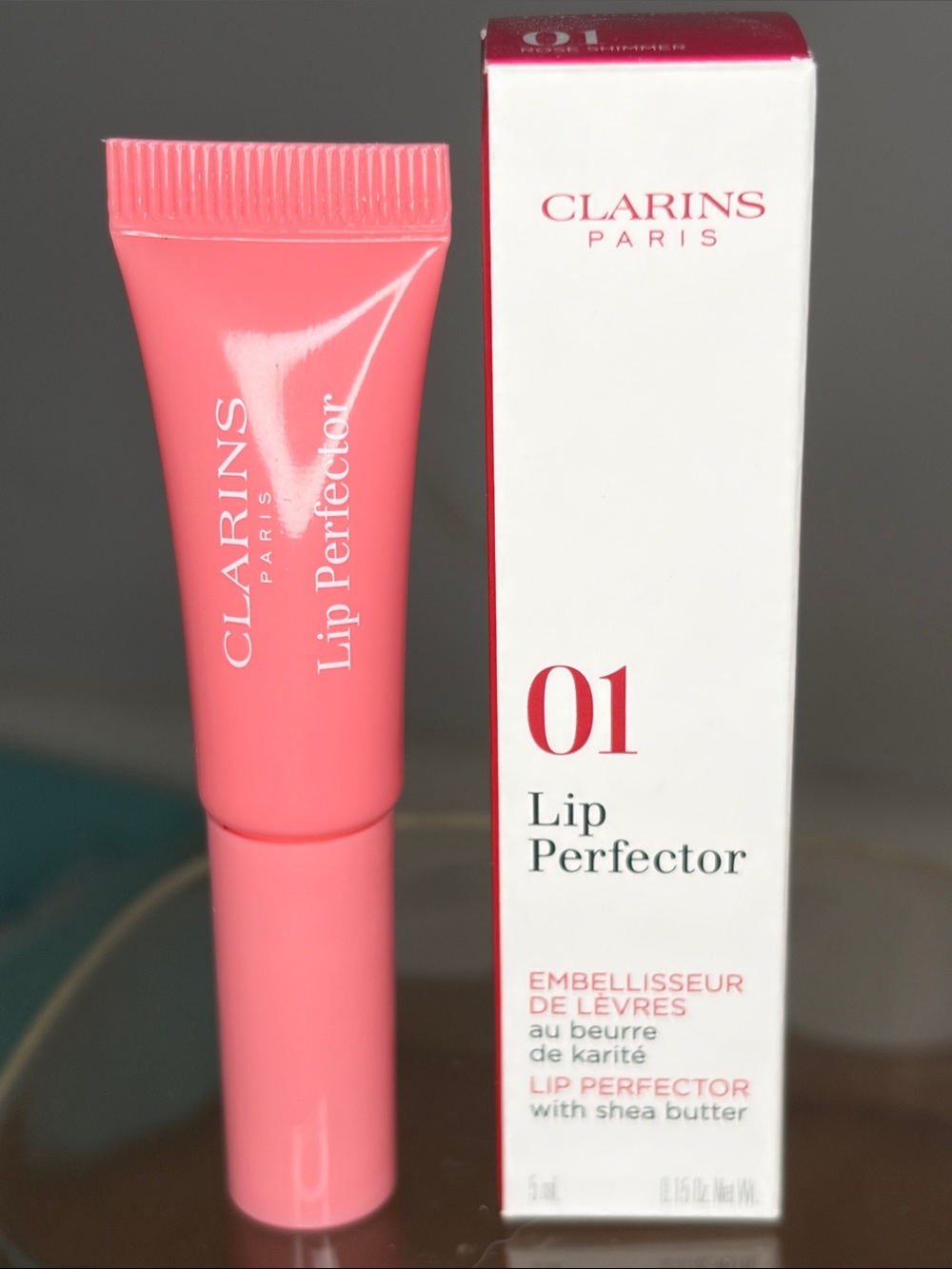 Clarins Lip Perfector 01 Rose shimmer- 5 ml